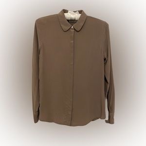 Everlane 100% Silk Blouse Long Sleeve Button Down Peter Pan Collar Medium